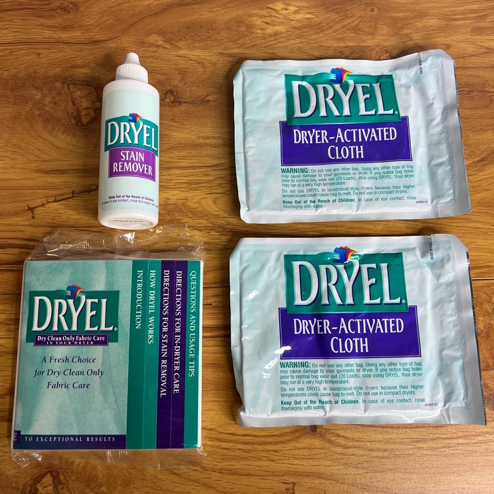 Dryel Fabric Care Kit Stain Remover 4.2 oz Dryer‎ Cloths Absorbent Pads Vintage